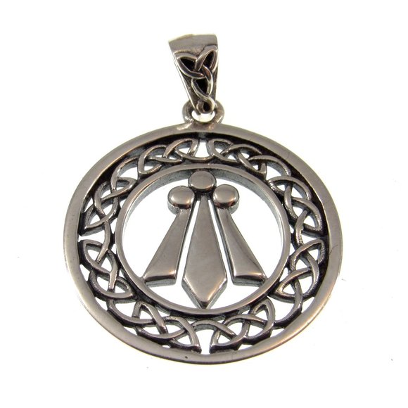 Solid 925 Sterling Silver Awen 3 Rays of Light Pendant with Celtic Knotwork - Picture 1 of 5